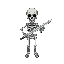 a skeleton holding a sword