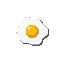 create a 16x16 pixel art design of a fried egg in a minecraft-inspired style. the egg should have a bright yellow yolk, roughly circular, centered on a white, irregularly shaped egg white.