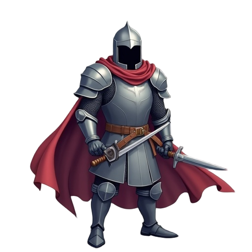 gothic knight holding a sword in attack position