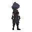 warrior with anime hair idle facing right but not fully