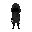 minimalistic character in black shroud