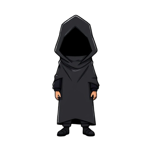 minimalistic character in black shroud