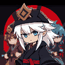 game pixel 2d characters the main character white hair and black samurai hat 