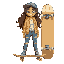 skater girl and skateboard deck