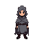 a pixel character with a cloack covering his body