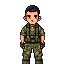 small boy, army camo, nvgs, cane