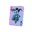 a joker playing card with a daft punk theme, synthwave style, colorful