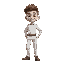 make a boy with white shirt,white pant and a belt with a good haircut