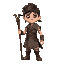 a very fair-skinned boy holding a combat staff, wearing a black headband, and dressed in warrior attire.