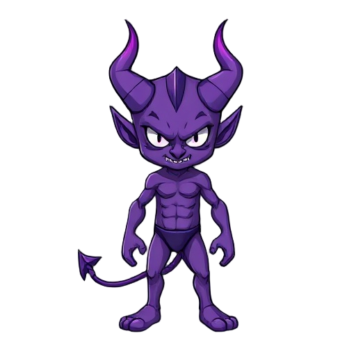 succybus in purple looking like a devil