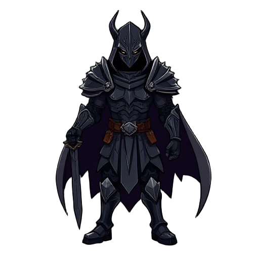 a dark knight rpg character with a tragic yet formidable background. describe their appearance, armor, weaponry, combat style, and supernatural abilities tied to their cursed or shadowy nature. includ
