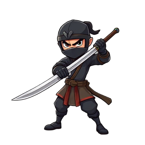 swordsman with a big sword looks like a ninja