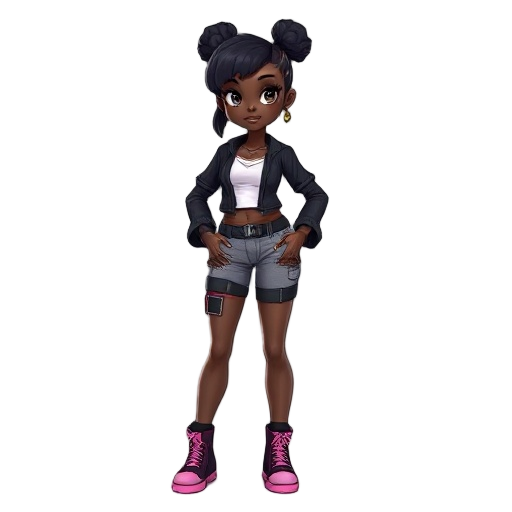 black girl with y2k outfit posing like supermodel