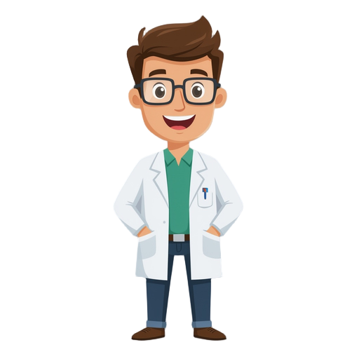 a man scientist with glasses and brown hairs 