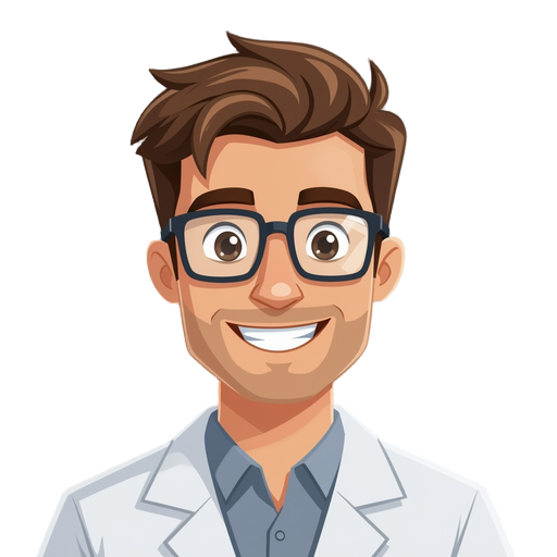 a man scientist with glasses and brown hairs 