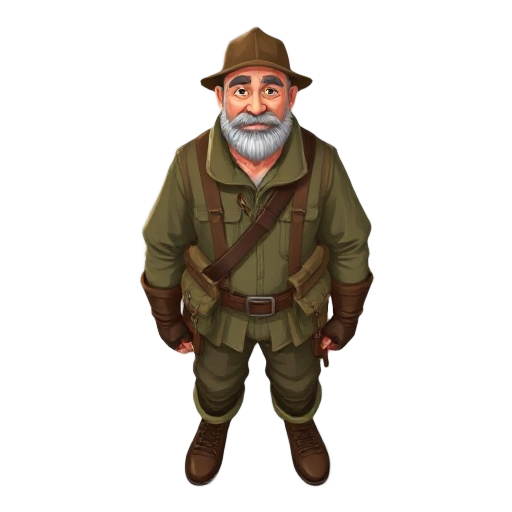 a middle-aged man in hunting clothes