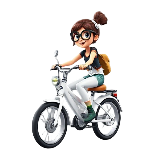 hipster girl riding on white lime bike