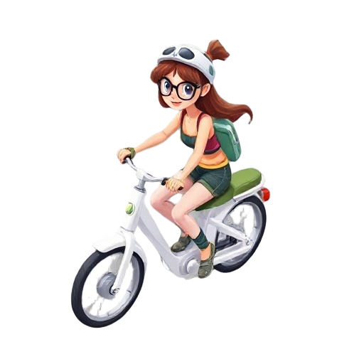 hipster girl riding on white lime bike