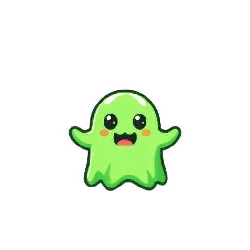 a pixelated ghost green themed