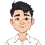 a man in his 30's. short, black hair combed backwards, uses white glasses. his face has a calm expression and a faint smile. wears a white shirt and has a collection of videogames.