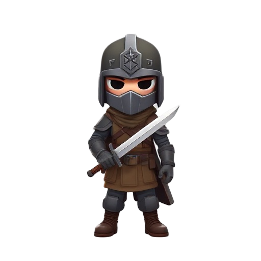a soldier mini figure with helmet over face and a sword