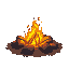 a fire camp with fire's particles and blur 