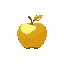 a glossy golden apple, one bite
