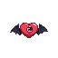 a heart with one eye and bat wings