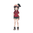 pokemon emerald inspired trainer sprite, full body, girl, cool design