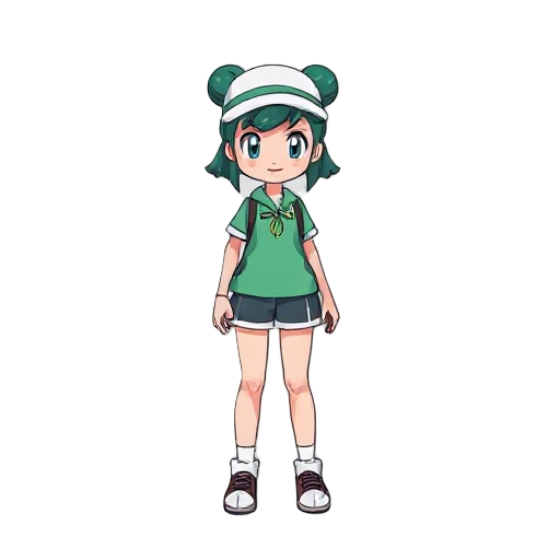 pokemon emerald inspired trainer sprite, full body, girl, cool design