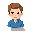 a boy with brown hair, blue shirt,