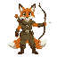 crie um personagem de jogos de plataforma que e um fire fox com calda grande e roupas de arqueiro e um arco de energia verde ao inves de uma lanca 