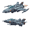 scrolling side view combat spaceship 