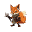 crie um personagem de jogos de plataforma que e um fire fox com calda grande e roupas de arqueiro 