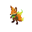 crie um personagem de jogos de plataforma que e um fire fox com calda flamejante e roupas de arqueiro um arco de energia verde 