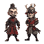 half monk and half samurai with palid colors