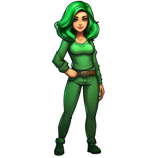 mulher de cabelo verde 