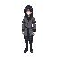 sprite, male, human, white, long black hair, selfless, gray/black outfit