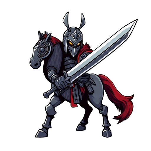 hazme a un caballero con armadura con espada estilo blasphemous