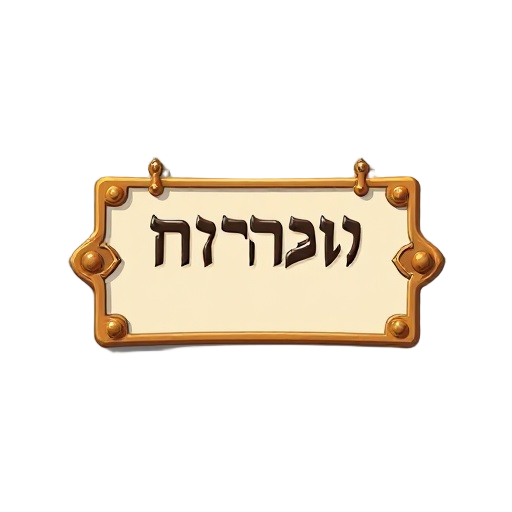 an ornate ancient hebrew name tag, label, big blank space, rectangular