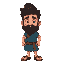  simon peter, a rugged fisherman. short, dark, curly hair and a thick beard. wears a simple blue tunic and brown sandals.
