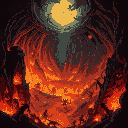 a dark vision of dante's inferno: nine circles of hell, burning flames, tortured souls, demons, and surreal landscapes. the abyss glows with eerie light, filled with suffering, fire, and despair.
