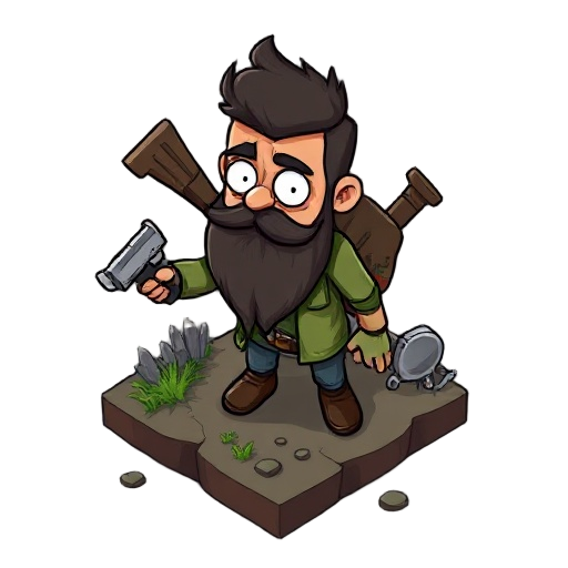 zombie survival with beard and a backup por isometric game