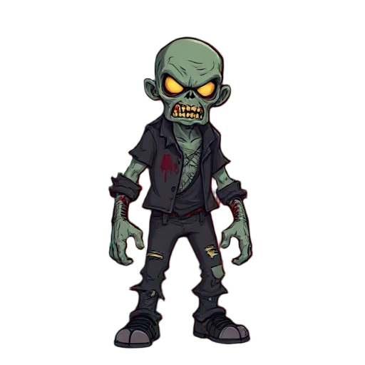  menacing zombie in a classic 90s style inspired by doom 1, standing against a deep red background. the zombie has an angry expression, wearing torn, dark clothing with blood stain