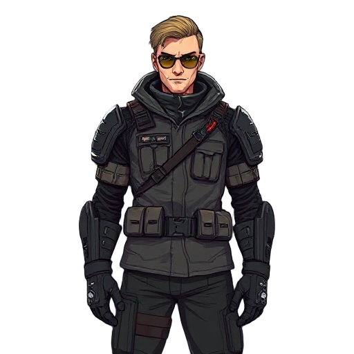 cyberpunk male character from an alternate ussr future where the soviet union never collapsed, post-soviet atmosphere, wearing old soviet-style uniform mixed with futuristic tech armor, has visible mechanical arm implants, gritty urban background, neon cy
