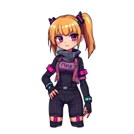 a cyber punk female character based on 90s anime 