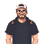 male esport caster, with cap on head