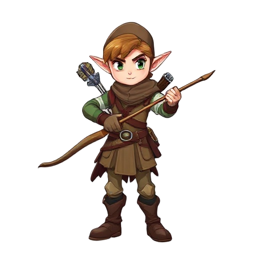 elf ranger wielding a bow and leather armor