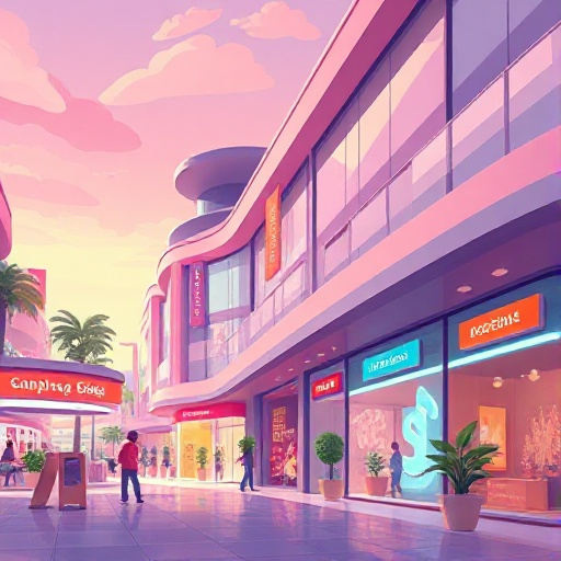 i need a background of a horizontal shopping mall 