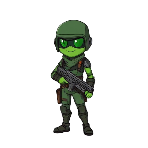 draw a character from the game genre among us that is green and is a bounty hunter. the drawing must be 30 by 30 pixels.